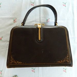 Vintage 1950s Spanish Leather Doctor Bag Purse